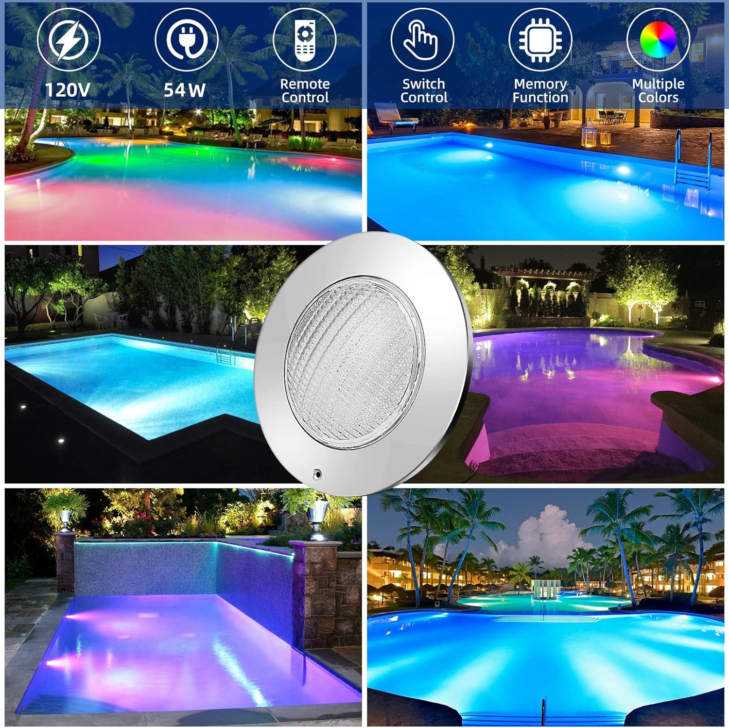 Hochwertige IP68 wasserdichte LED -Pool -Licht -Multi -Farb -Wechseln 